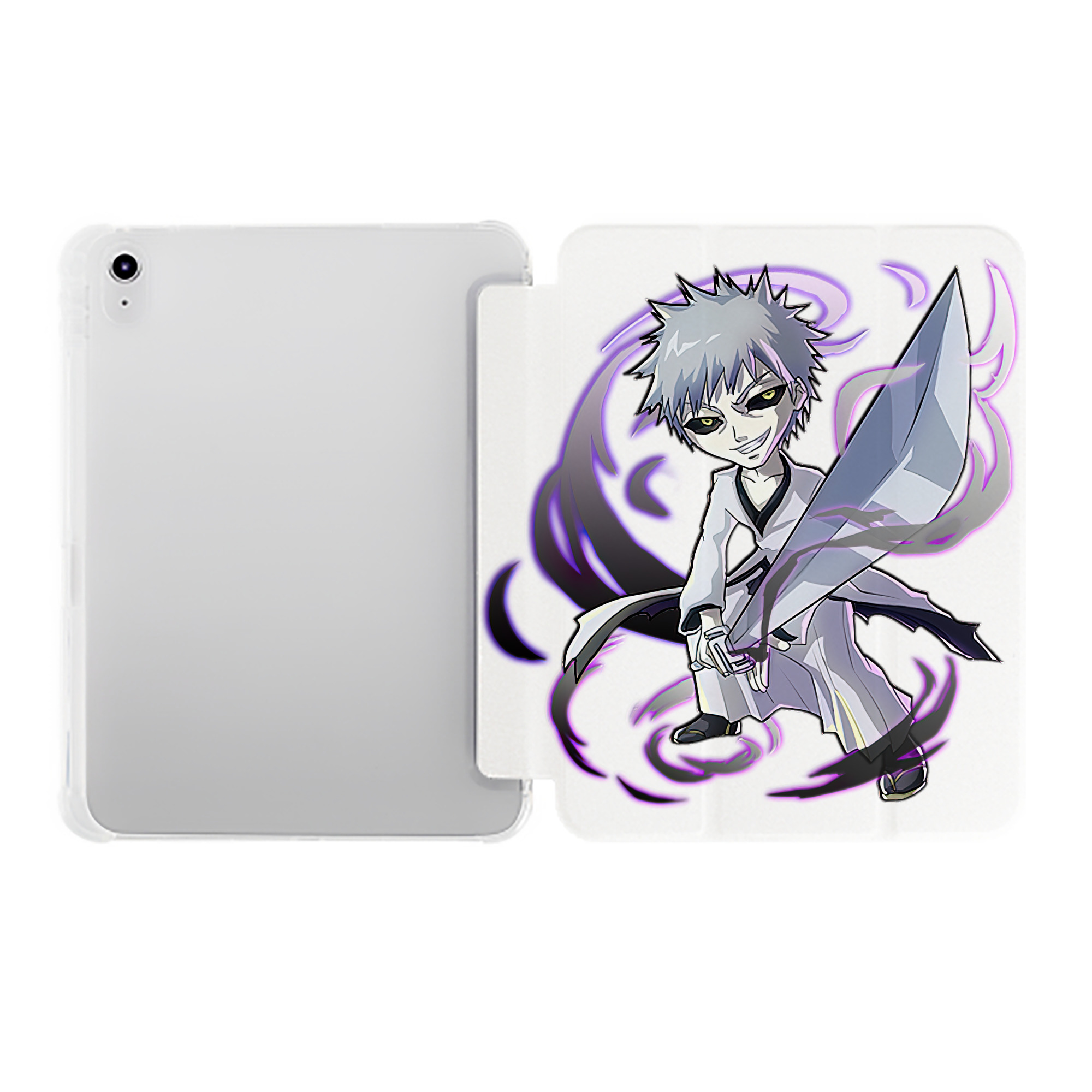 （画像用） ブリーチ 黒崎一護（くろさき いちご）BLEACH Kurosaki Ichigo IPad ケース ペン収納付き 三つ折りスタンド PUレザー×シリコン 対応機種9.5/10.5/10.9インチ